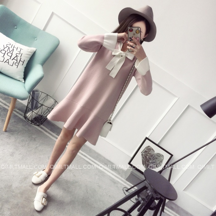 พรีออเดอร์ - เดรสไหมพรม Pre - DT122 (สีชมพู)