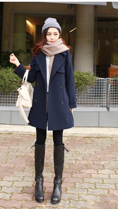 พร้อมส่ง - เสื้อโค้ทผ้าวูล CT166 (สีกรม)