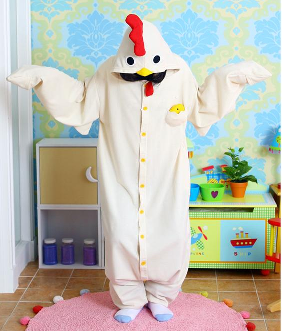 ชุดนอนมาสคอต/แฟนซี ผู้ใหญ่ ไก่ ขาว