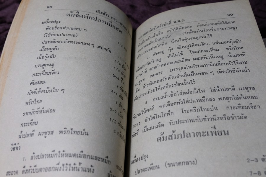 ตำรากับข้าว คาว-หวาน ทิพรส โดย หลานเเม่ครัวหัวป่าก์ จ.จ.ร. ปกเเข็ง 355 หน้า ปี 2521