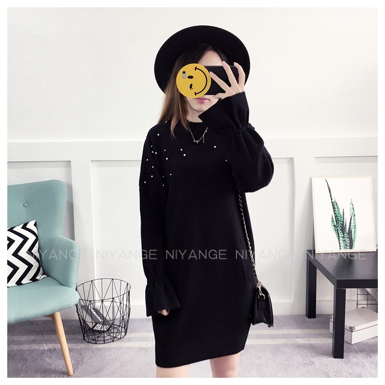 พรีออเดอร์ - เดรสไหมพรม Pre - DT133 (สีดำ)