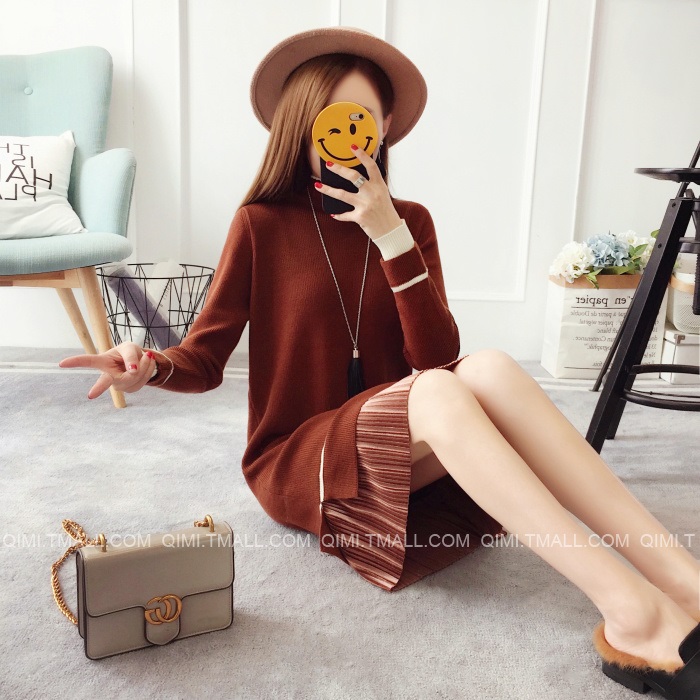 พรีออเดอร์ - เดรสไหมพรม Pre - DT110 (สีน้ำตาล)