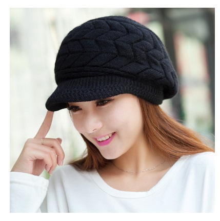 พร้อมส่ง - หมวกไหมพรม HT120 (สีดำ)