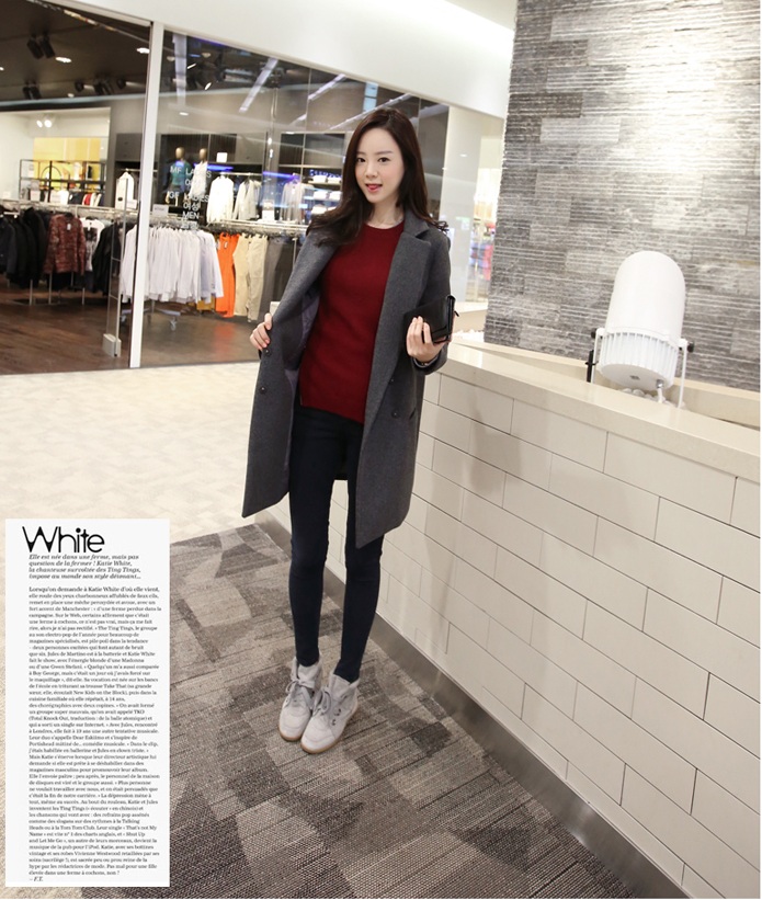 พรีออเดอร์ - เสื้อโค้ทผ้าวูลกันหนาว Pre - CT621 (สีเทา)