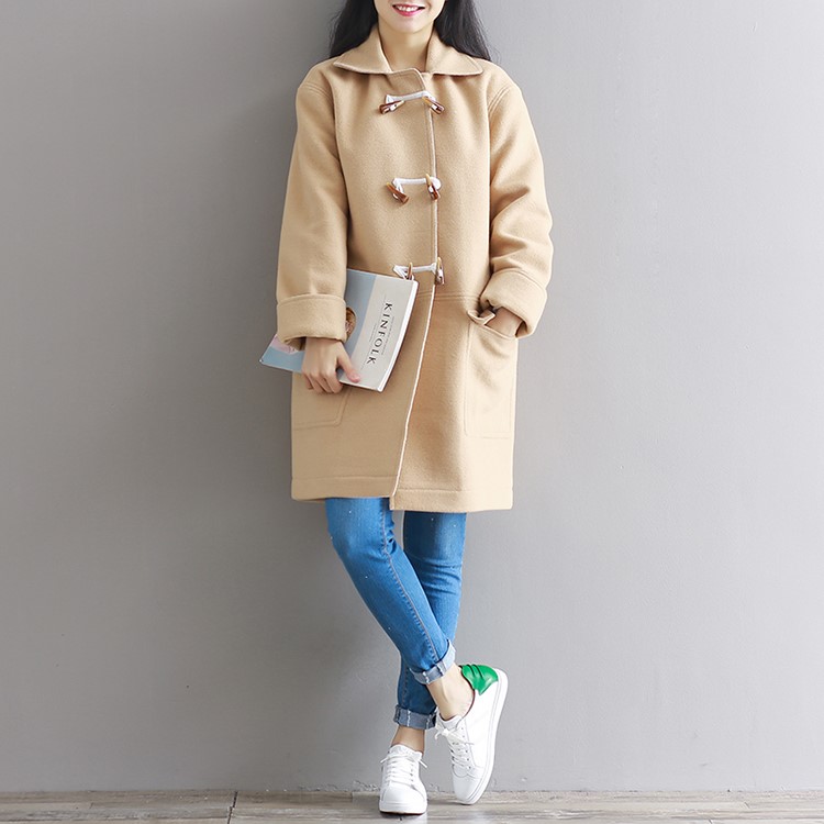 พร้อมส่ง - เสื้อโค้ทผ้าวูล CT164 (สีน้ำตาล)