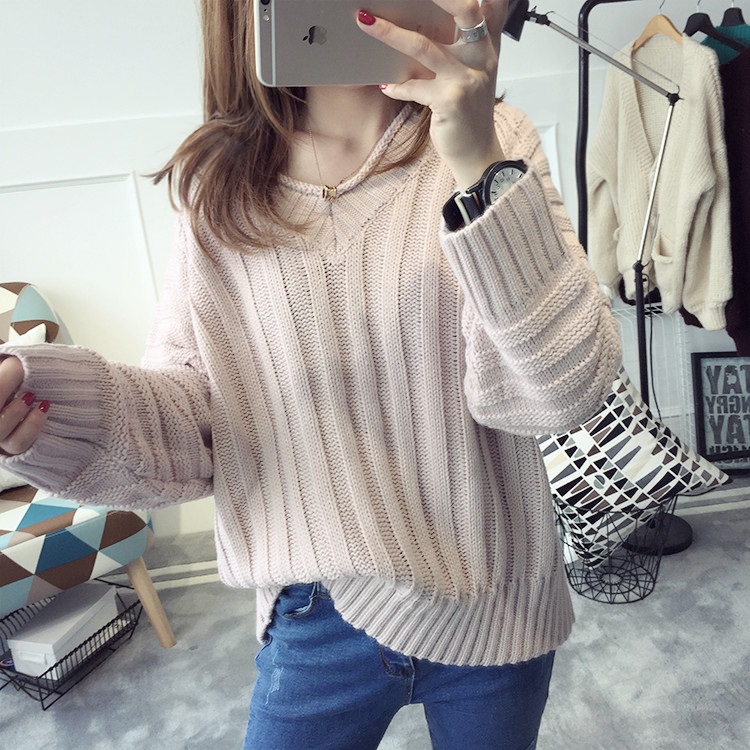 พรีออเดอร์ - เสื้อไหมพรมแฟชั่นทรงหลวม Pre - ST766 (สีชมพูอ่อน)