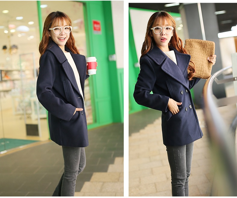 พร้อมส่ง - เสื้อโค้ทผ้าวูลกันหนาว CT115 (สีกรม)