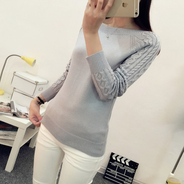 พร้อมส่ง - เสื้อไหมพรมแขนยาว ST116 (สีเทา)