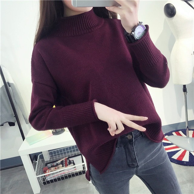 พรีออเดอร์ - เสื้อไหมพรมแฟชั่นแขนยาว Pre - ST671 (สีแดงไวน์)