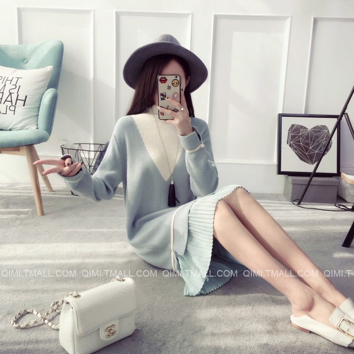 พรีออเดอร์ - เดรสไหมพรม Pre - DT115 (สีฟ้า)