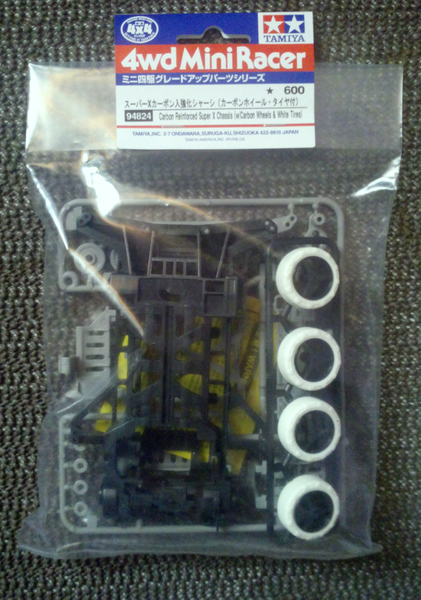 Carbon Reinforced Super X Chassis (w/Carbon Wheels & White Tires).