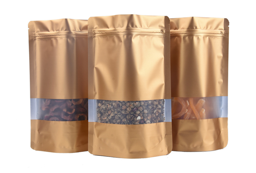 ถุงฟอยล์ซิปล็อคตั้งได้ - ฟอยล์สี หน้าต่างสี่เหลี่ยมใส (เมทัลไลท์)