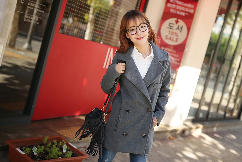 พรีออเดอร์ - เสื้อโค้ทผ้าวูลกันหนาว Pre - CT630 (สีเทา)