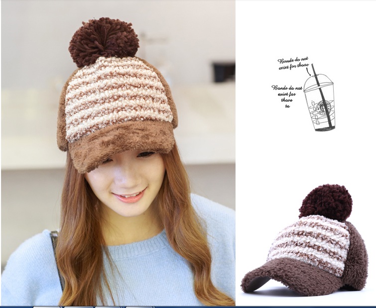 พรีออเดอร์ - หมวกแก๊ปไหมพรม Pre - HT624 (สีน้ำตาล)