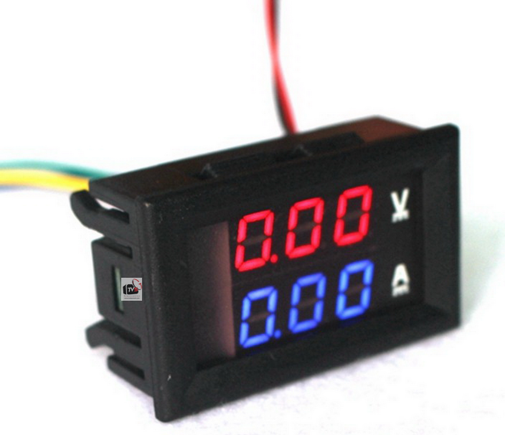 มินิ ดิจิตอลโวลต์มิเตอร์แอมมิเตอร์ DC 100V 10A * ขนาดแผงแอมป์โวลต์ Meter Tester 0.28 นิ้ว - หน้าจอแสดงผล สีฟ้า สีแดง แบบ Dual LED Display