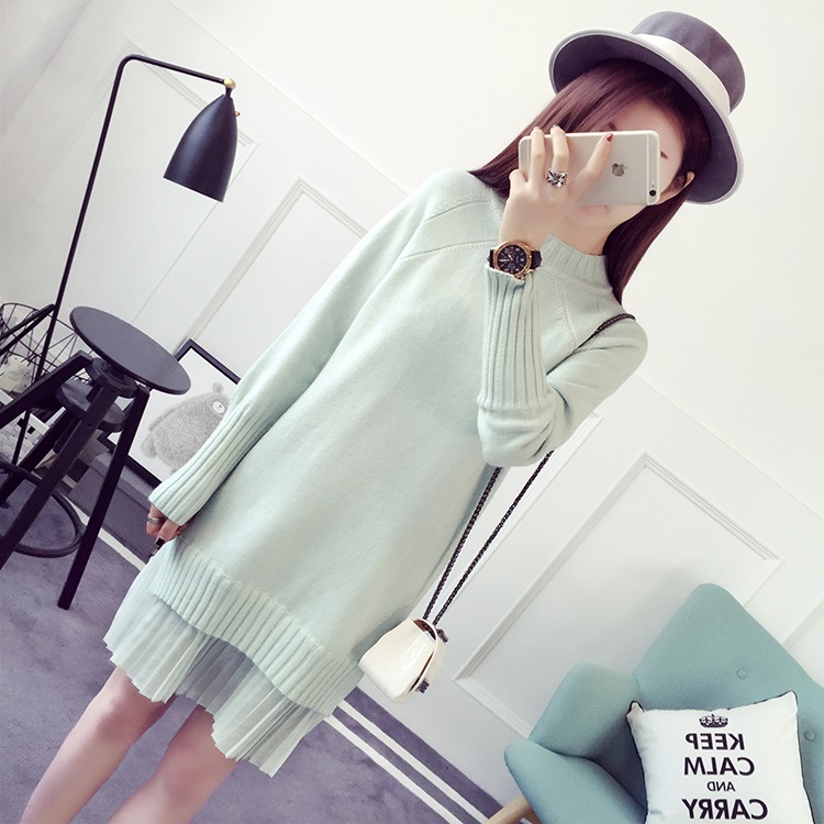 พร้อมส่ง - เดรสไหมพรม DT513 (สีเขียวมิ้น)