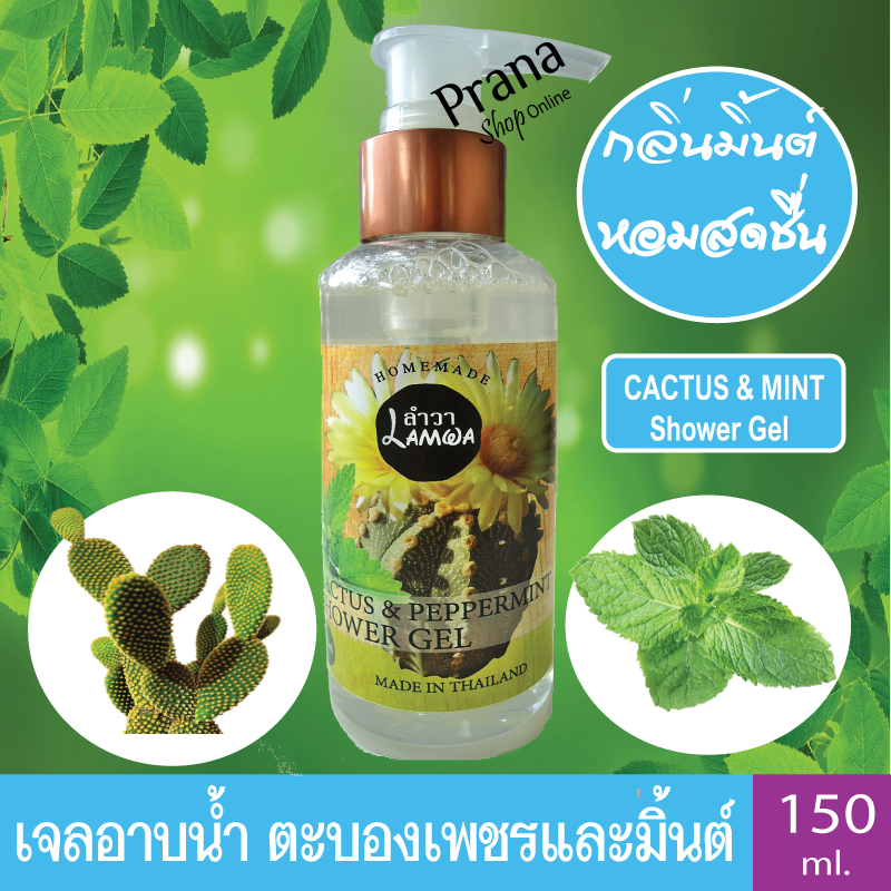 [สูตรลดเม็ดผดผื่นคัน สิวบริเวณหลัง] CACTUS & PEPPERMINT Shower Gel เจลอาบน้ำ ตะบองเพชร-เปปเปอร์มินต์ 150ml