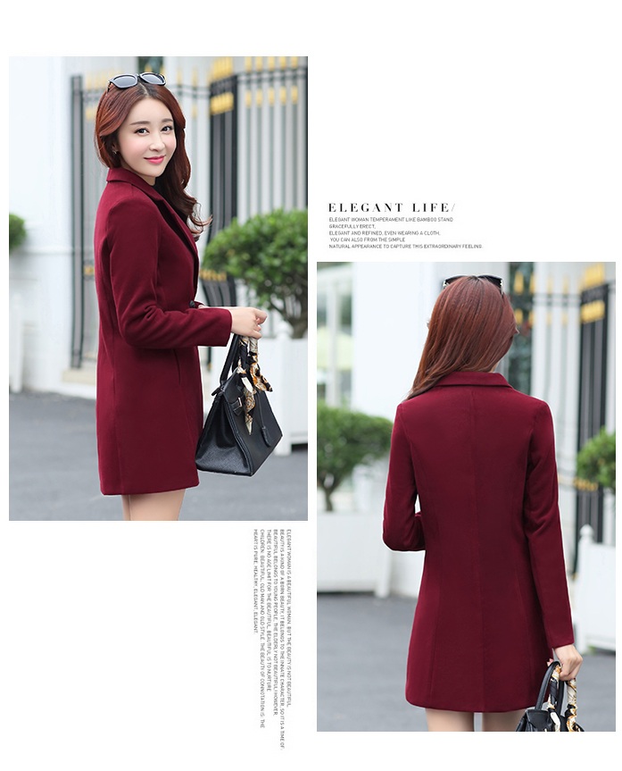 พร้อมส่ง - เสื้อโค้ทผ้าวูล CT140 (สีแดงไวน์)