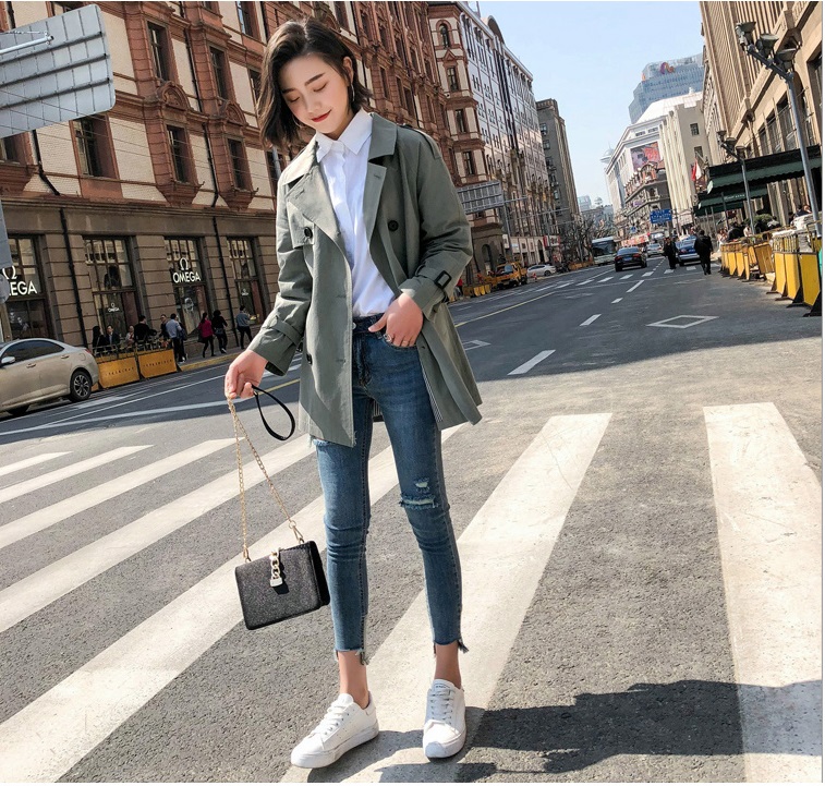 พร้อมส่ง - Trench Coat เสื้อโค้ท CT216 (สีเขียว)