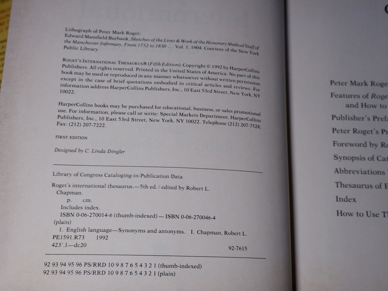 the original roget's roget's international thesaurus fifth edition by robert l.chapman