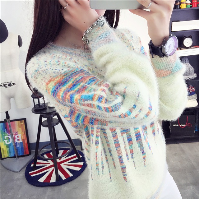 พรีออเดอร์ - เสื้อไหมพรมแฟชั่นแขนยาว Pre - ST647 (สีครีม)