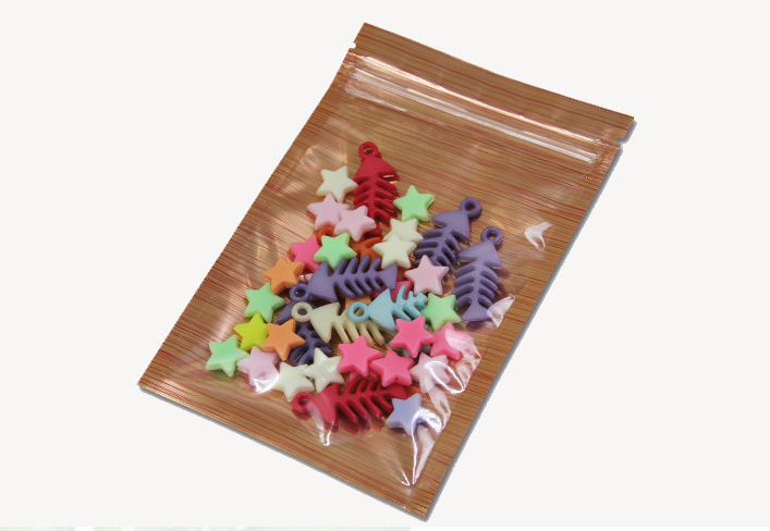 ถุงหน้าใส หลังฟอยล์สี ลายเส้น ซิปล็อคตั้งไม่ได้ (เมทัลไลท์)