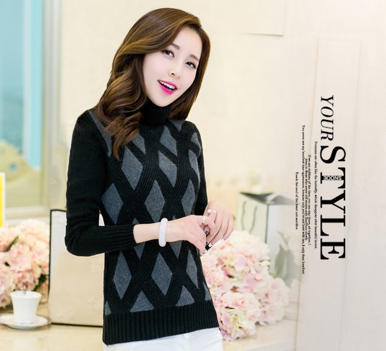 พรีออเดอร์ - เสื้อไหมพรมแฟชั่น Pre - ST628 (สีดำ)
