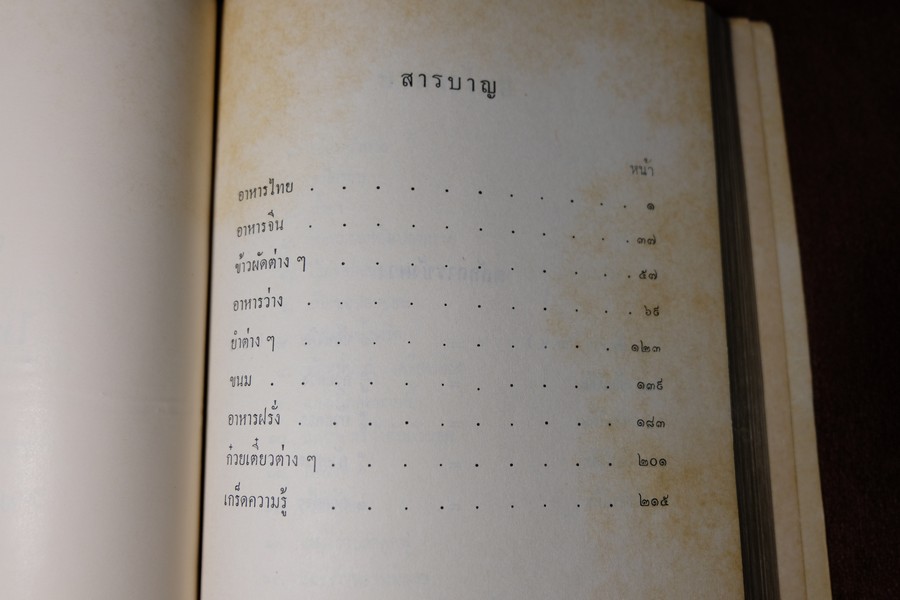 ตำรา อาหารไทย จีน ฝรั่ง โดย ประจงจิตต์ กุลตัณฑ์ (อนุสรณ์ นางยุง ฉายางกูร) มีเนื้อหาอาหาร 229 หน้า ปี 2513