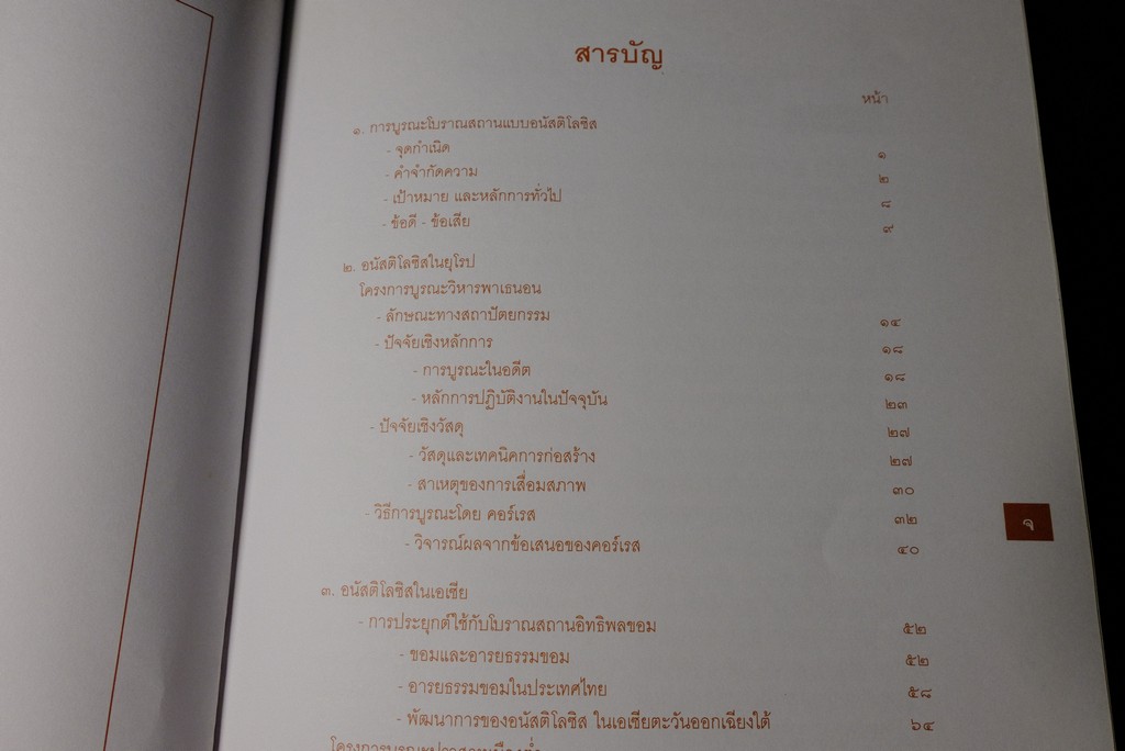 การศึกษาเปรียบเทียบ การบูรณะโบราณสถาน อนัสติโลซิส โดย กรมศิลปากร หนา 125 หน้า ปี 2540