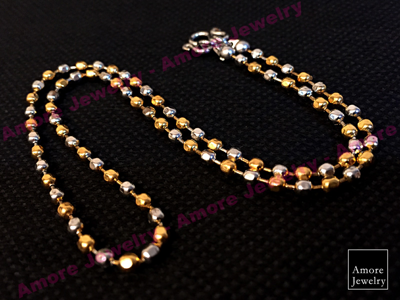 Hexagon Ball Necklace (Duo) - สร้อยคอเม็ดบอลหกเหลี่ยม 3.0mm 2 กษัตริย์