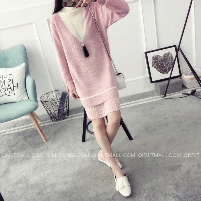 พรีออเดอร์ - เดรสไหมพรม Pre - DT116 (สีชมพู)