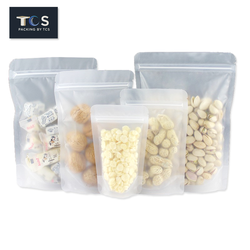 ถุงซิปล็อคตั้งได้ เนื้อพลาสติกขุ่น