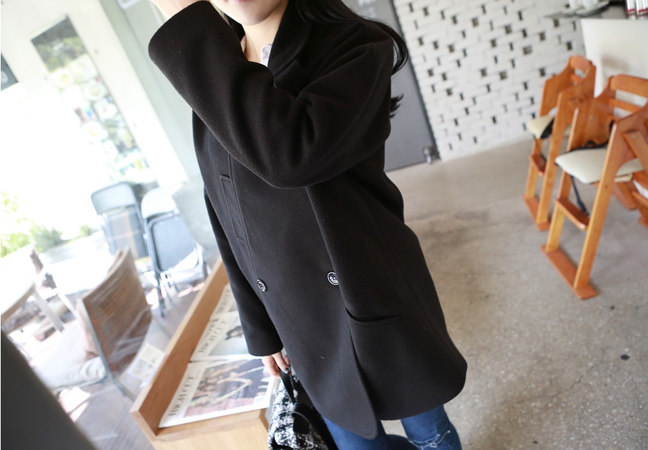 พรีออเดอร์ - เสื้อโค้ทผ้าวูลกันหนาว Pre - CT611 (สีดำ)