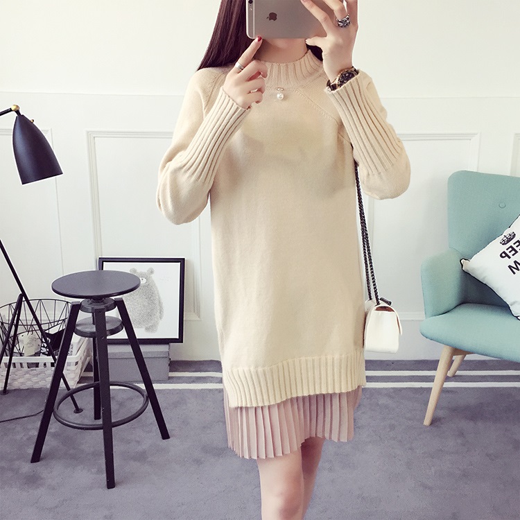 พร้อมส่ง- เดรสไหมพรม DT514 (สีครีม)