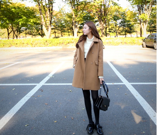 พรีออเดอร์ - เสื้อโค้ทผ้าวูลกันหนาว Pre - CT635 (สีน้ำตาล)