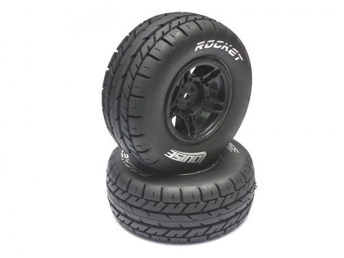 SC-Rocket Tires (Soft Compound), Mounted on Black Rim (2Pcs.)