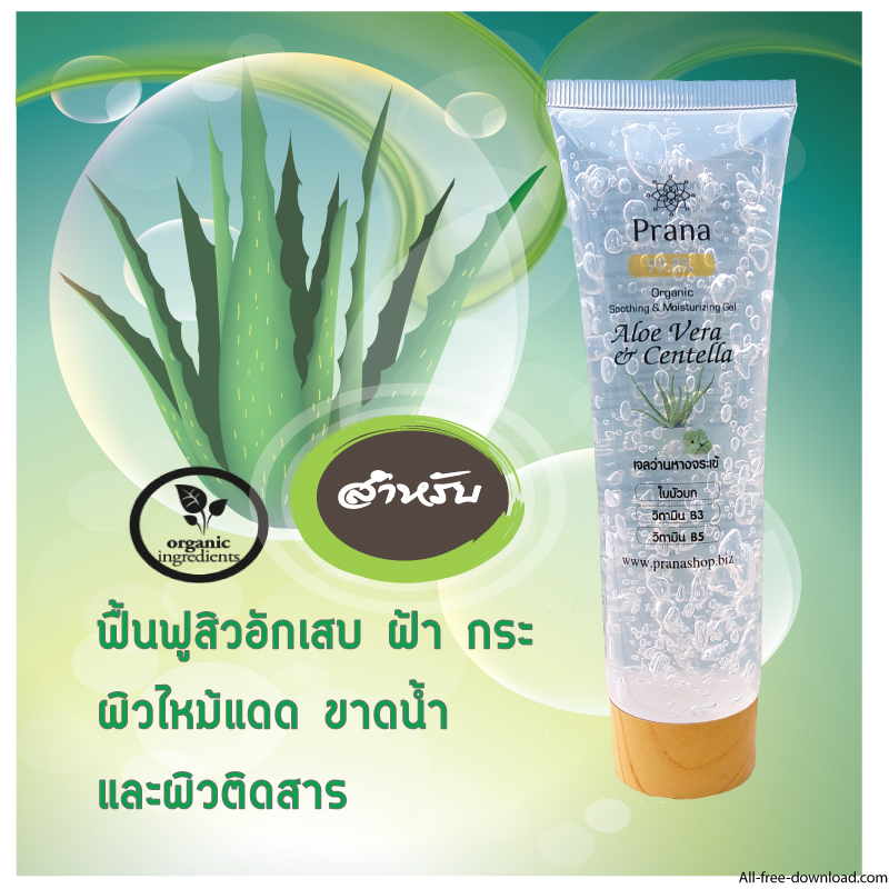 [สูตรเฉพาะบำรุงผิวหน้า] 99.8% Organic Aloe Vera-Centella ออร์แกนิค อโลเวล่า เจลว่านหางจระเข้-ใบบัวบก เจลทาหน้า 100g.