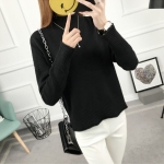 พร้อมส่ง - เสื้อไหมพรมทรงหลวม ST198 (สีดำ)