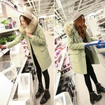 พร้อมส่ง - เสื้อโค้ทผ้าวูลกันหนาว CT173 (สีเขียว)