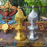 พานพุ่มไฟเบอร์กลาส เงิน-ทอง