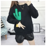 พรีออเดอร์ - เสื้อไหมพรมแฟชั่นแขนยาว Pre - ST771 (สีดำ)