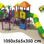 เครื่องเล่นสนามพลาสติกกลางแจ้ง ขนาด 1050x565x350 cm โครงสร้างเสาและชิ้นส่วนเหล็กทุกชิ้นผ่านกระบวนการเคลือบสารป้องกันสนิม ( Galvanized ) ปลอดสารพิษและปลอดภัยต่อเด็กตามมาตรฐาน ASTM ประเทศเกาหลี น๊อตและสกรูเป็นระบบกันคลายและปลายตัดมนป้องกันการขีดข่วนเด็กๆพื้