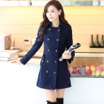 พร้อมส่ง - เสื้อโค้ทผ้าวูลกันหนาว CT151 (สีกรม)