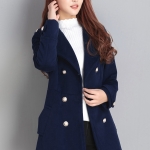 พร้อมส่ง - เสื้อโค้ทผ้าวูลกันหนาว CT135 (สีน้ำเงิน)