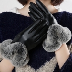 พร้อมส่ง - ถุงมือหนังกันหนาว GT110 (สีดำ)