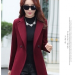 พร้อมส่ง - เสื้อโค้ทผ้าวูล CT140 (สีแดงไวน์)