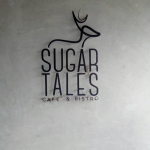 ร้าน SUGAR TALES #CAFE #BIsTRO อักษรโลหะ เลเซอร์ ติดขาเพลาลอย