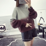 พรีออเดอร์ - เสื้อไหมพรมแฟชั่นแขนยาว Pre- ST761 (สีเทาแดงเข้ม)