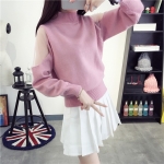 พรีออเดอร์ - เสื้อไหมพรมแฟชั่นแขนยาว Pre - ST666 (สีชมพู)