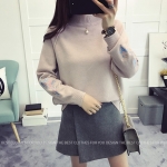 พร้อมส่ง - เสื้อไหมพรมแขนยาวมีลายปักที่แขนเสื้อน่ารักๆ ST753 (สีชมพู)